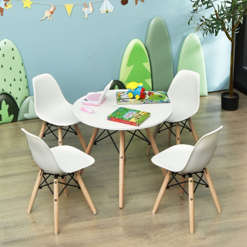 Costway 4 PCS Kids Chair Set Mid-Century Modern Style Dining Chairs w/ Wood Legs