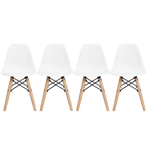 Costway 4 PCS Kids Chair Set Mid-Century Modern Style Dining Chairs w/ Wood Legs