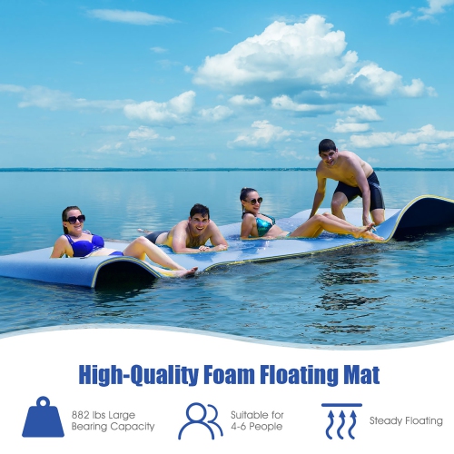 Costway 3-Layer Floating Water Pad 12' x 6' Floating Oasis Foam Mat