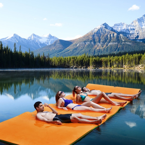 Costway 3-Layer Floating Water Pad 12' x 6' Floating Oasis Foam Mat