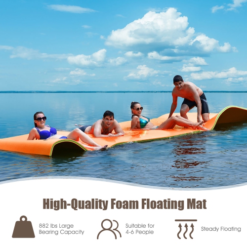 Costway 3-Layer Floating Water Pad 12' x 6' Floating Oasis Foam Mat