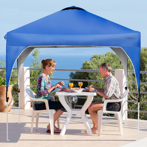 Costway 10x10 FT Outdoor Pop Up Tent Canopy Height Adjustable Sun Shelter W/ Roller Bag