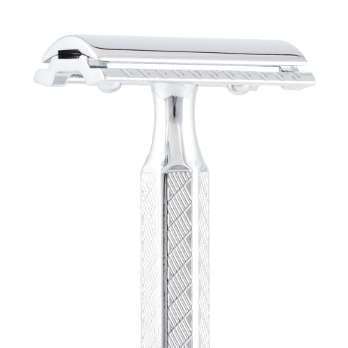 Merkur Double Edge Safety Razor, Straight Cut, Chrome-Plated, Etched Handle