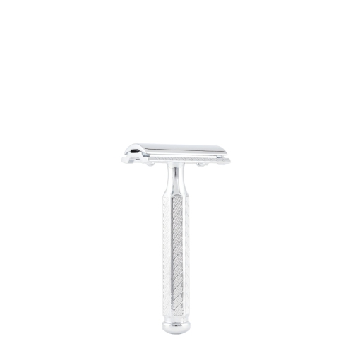 Merkur Double Edge Safety Razor, Straight Cut, Chrome-Plated, Etched Handle