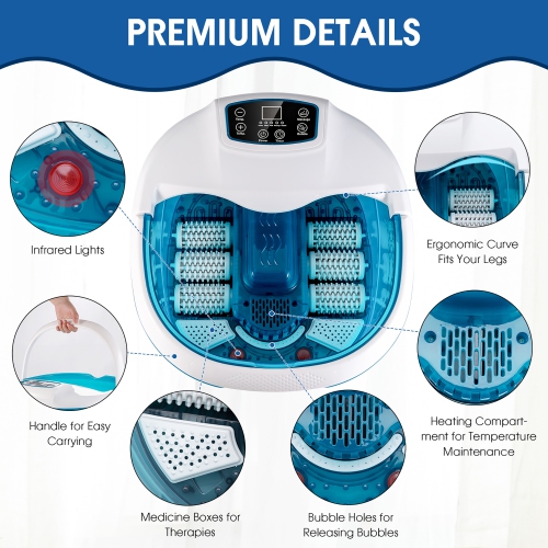 Baignoire spa avec chaleur et bulles et rouleaux de massage électrique de Costway Foot