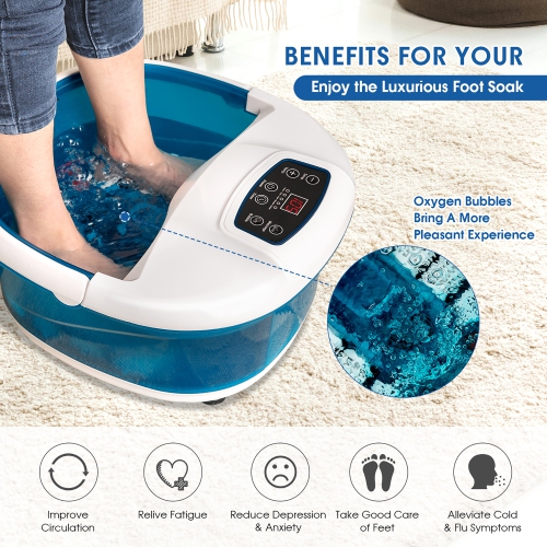 Baignoire spa avec chaleur et bulles et rouleaux de massage électrique de Costway Foot