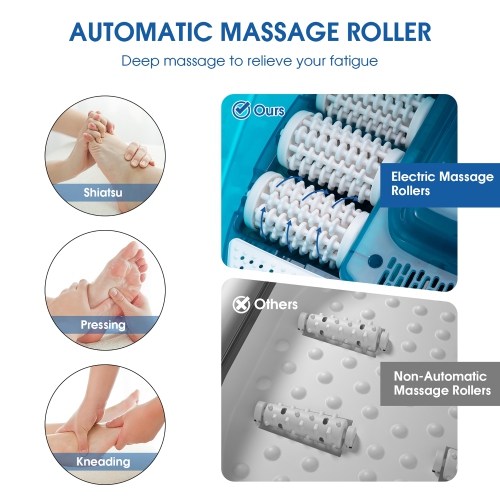 Baignoire spa avec chaleur et bulles et rouleaux de massage électrique de Costway Foot