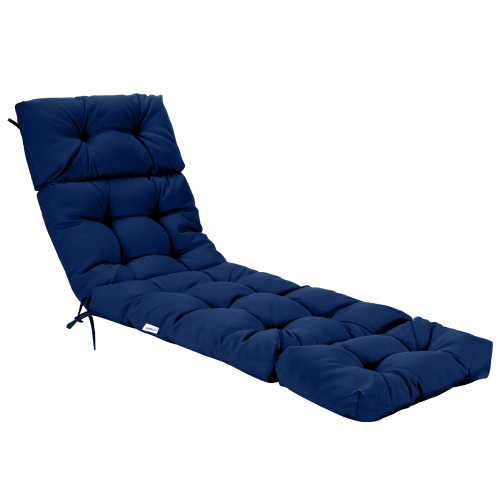 Costway 73" Lounge Chaise Cushion Padded Recliner Cushion Indoor Outdoor Navy\Orange