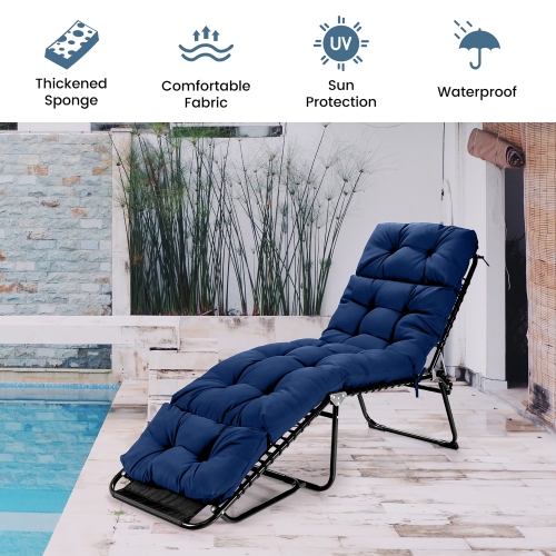 Costway 73" Lounge Chaise Cushion Padded Recliner Cushion Indoor Outdoor