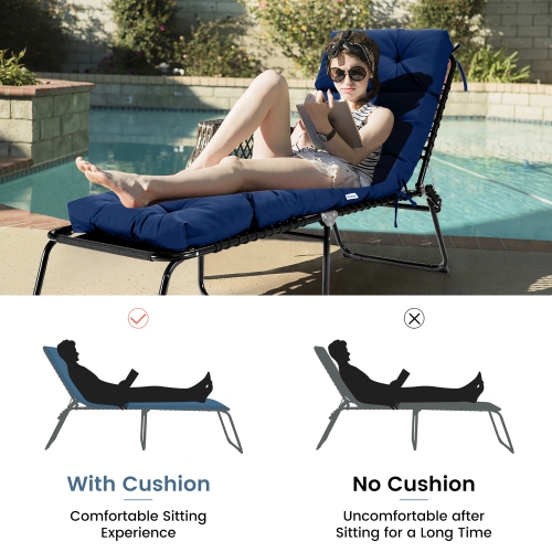Costway 73" Lounge Chaise Cushion Padded Recliner Cushion Indoor Outdoor