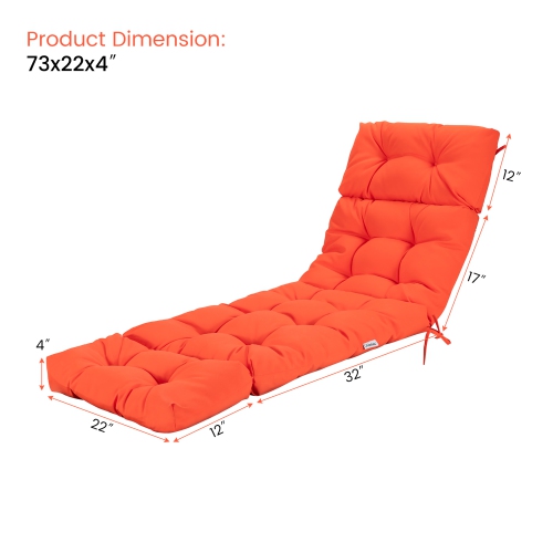 Costway 73" Lounge Chaise Cushion Padded Recliner Cushion Indoor Outdoor