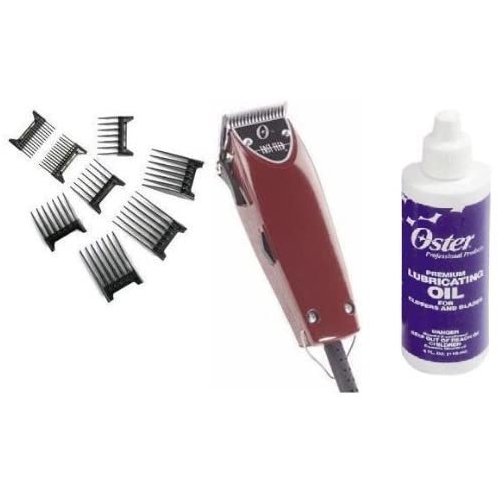Oster Professional 76023-510 Fast Feed Hair Clipper with Adjustable Blade + 8 piece comb set