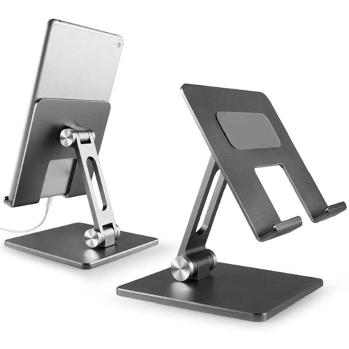 Desktop Holder Stand Tablet Aluminum Alloy Holder Desktop Bracket Lazy Folding Adjustable Computer Stand for iPad Mobile Phone Silver - axGear