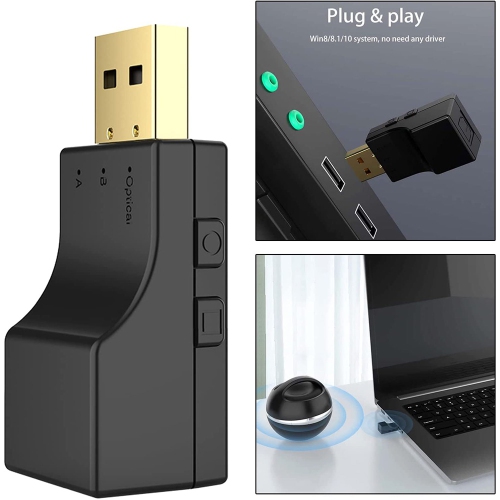 USB Bluetooth Adapter Dongle 5.0 Wireless Bluetooth Transmitter Receiver Support Laptop Computer Desktop - axGear