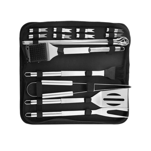 20 PCS Ensemble d'outils de barbecue en acier inoxydable Ensembles d'outils de barbecue en acier inoxydable Extra épais avec sac de rangement en