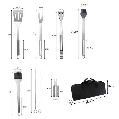 20 PCS Ensemble d'outils de barbecue en acier inoxydable Ensembles d'outils de barbecue en acier inoxydable Extra épais avec sac de rangement en