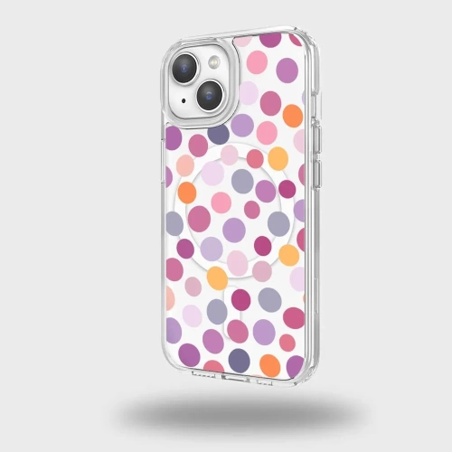 CASECO  Magsafe Iphone 16E Polka Dots Clear Case In Purple
