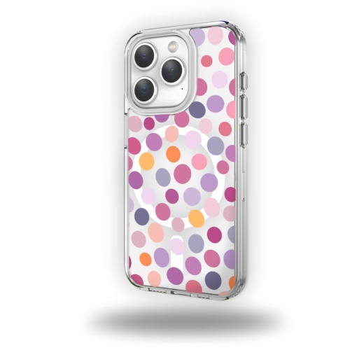 CASECO  Magsafe Iphone 15 Pro Max Polka Dots Clear Case In Purple