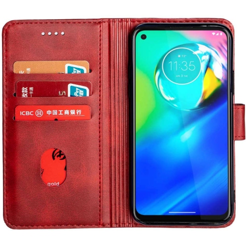 TopSave Leather Folio Flip Wallet w/Magnetic Clip Card Slot Holder Case For TCL 20S, Burgundy