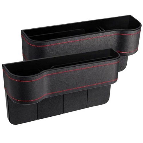 ISTAR Car Seat Gap Filler Organizer Storage Box Front Seat Console Side Pocket with Cup Holder Couple 2 Pack for Cellphones Keys Cards Wallets