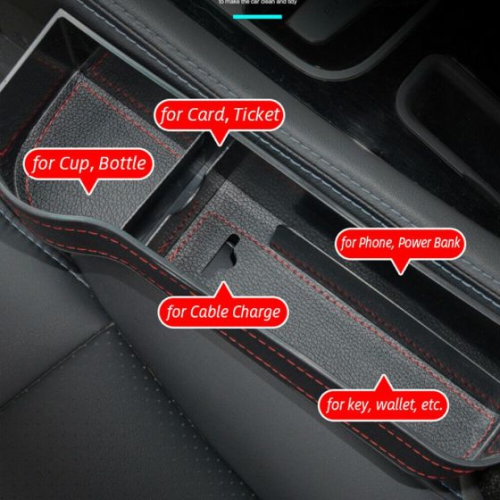 ISTAR Car Seat Gap Filler Organizer Storage Box Front Seat Console Side Pocket with Cup Holder Couple 2 Pack for Cellphones Keys Cards Wallets