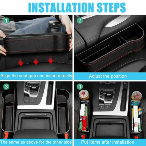 ISTAR Car Seat Gap Filler Organizer Storage Box Front Seat Console Side Pocket with Cup Holder Couple 2 Pack for Cellphones Keys Cards Wallets