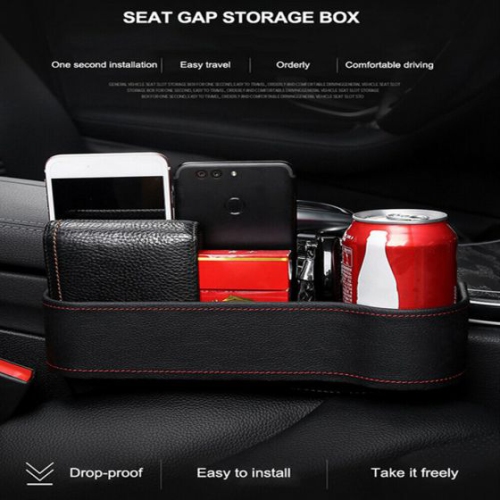 ISTAR Car Seat Gap Filler Organizer Storage Box Front Seat Console Side Pocket with Cup Holder Couple 2 Pack for Cellphones Keys Cards Wallets