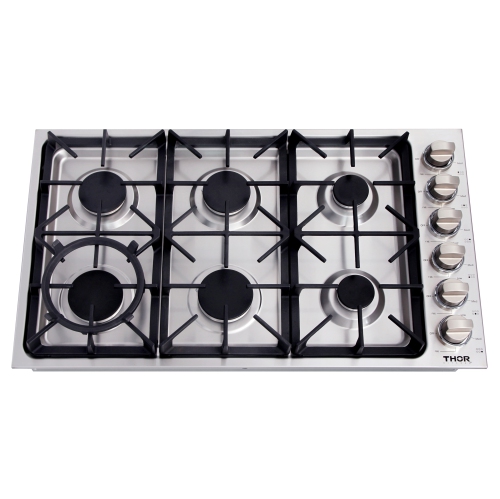 Thor Kitchen 36 Inch Professional Drop-In Gas Cooktop with Six Burners-TGC3601