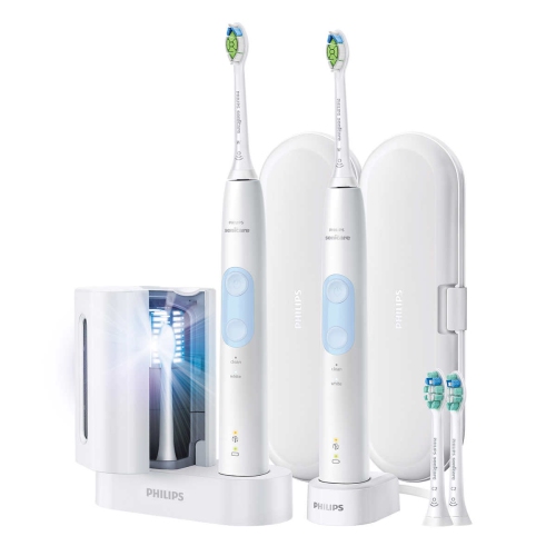 Philips Sonicare Optimal Clean Rechargeable Electric Toothbrush White with  UV Sanitizer HX6829/73