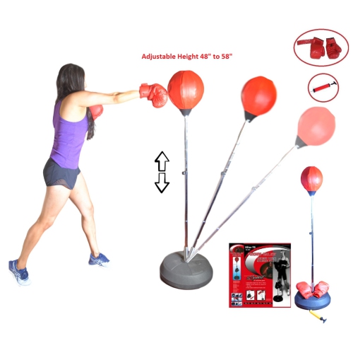 Freestanding Punching Bag Boxing Training 3 in 1 Combo Set with Boxing Gloves, Hand Pump, Adjustable Height Boxing Bag, Heavy Bag, Home Gym Boxing