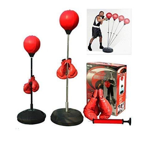 Freestanding Punching Bag Boxing Training 3 in 1 Combo Set with Boxing Gloves, Hand Pump, Adjustable Height Boxing Bag, Heavy Bag, Home Gym Boxing