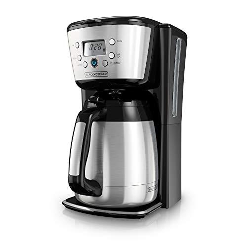 Black+Decker Thermal Coffee Maker, 12 Cup, Programmable, Digital Controls, Black And Silver, CM2036SC