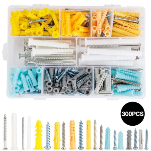 ISTAR Plastic Drywall Wall Anchors Screw Assortment Kit - 300 Pieces