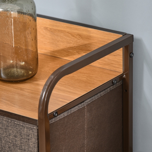 HOMCOM 7-Drawer Dresser, Fabric Chest of Drawers, 3-Tier Storage Tower with Steel Frame and Wooden Top for Bedroom, Nursery Room, Multicoloured