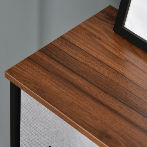 HOMCOM Dresser for Bedroom with 9 Drawers, 4-Tier Fabric Chest of Drawers, Tall Dresser Storage Tower with Steel Frame and Wooden Top for Closets,