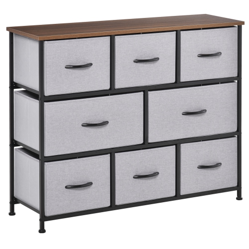 HOMCOM – Commode pour chambre à coucher avec 8 tiroirs, commode en tissu à 3 niveaux, grande tour de rangement pour commode avec cadre en acier et de