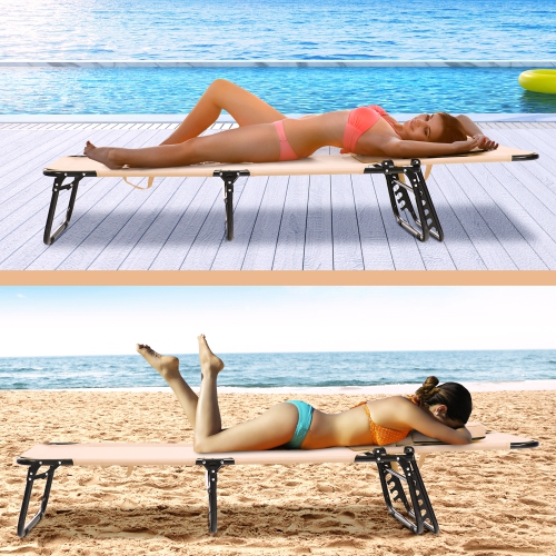 Gymax Folding Chaise Lounge Chair Bed Adjustable Beach Patio Camping Recliner