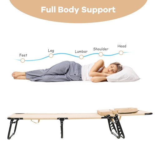 Gymax Folding Chaise Lounge Chair Bed Adjustable Beach Patio Camping Recliner