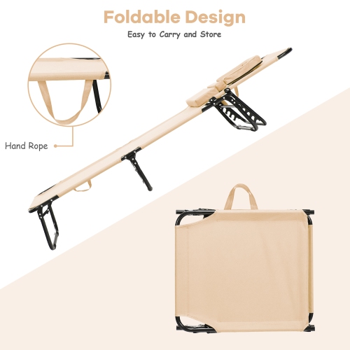 Gymax Folding Chaise Lounge Chair Bed Adjustable Beach Patio Camping Recliner