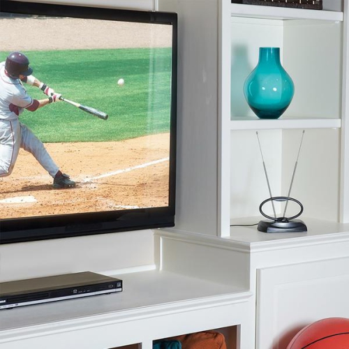 RCA UHF/VHF Adjustable 48-km Rabbit Ear Indoor 4K HDTV Antenna - Black