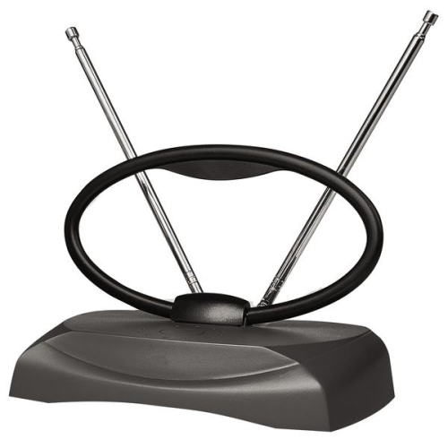 Antenne 1080p HDTV intérieure RCA UHF/VHF réglable 48 km à oreilles de lapin - Noir