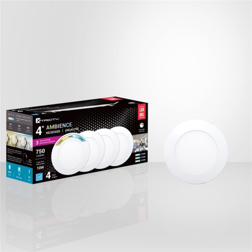Xtricity - Set of 4 LED Recessed Lights, 4 '' Diameter, Dimmable, 10W, 3 Color Options