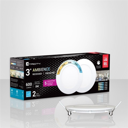 Xtricity - Set of 2 LED Recessed Lights, 3 '' Diameter, Dimmable, 8W, 5 Color Options