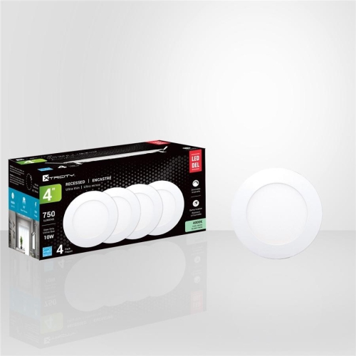 Xtricity - Set of 4 LED Recessed Lights, 4 '' Diameter, Dimmable, 10W, 4000K Cool White