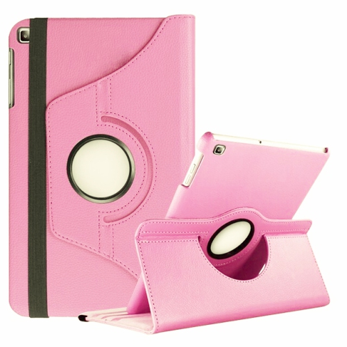 CSMART  【】 360 Rotating Pu Leather Stand Tablet Case Smart Cover for Samsung Tab A7 Lite 8.7" (2021), T220 / T225, Light In Pink