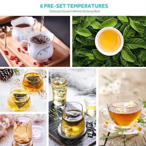 LIVINGbasics 1.7L Smart Temp Electric 1500W Digital Kettle - Cool Touch Double-layer Stainless Steel - Black