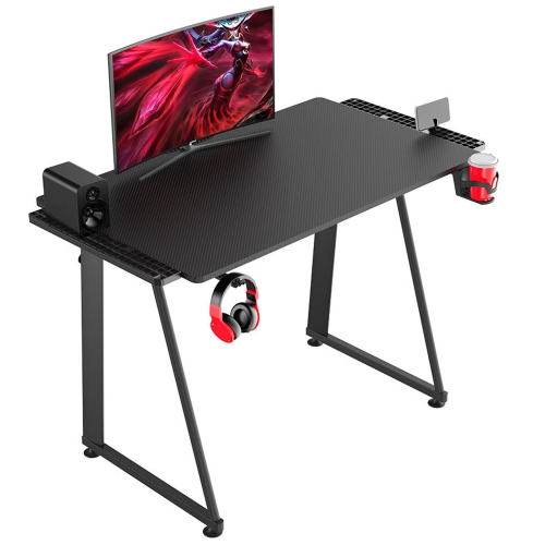 Ergonomic PC Gaming Desk Computer Work, Computer, PC Desk with Extension Stand for Home Office,Simple Writing Desk-Black