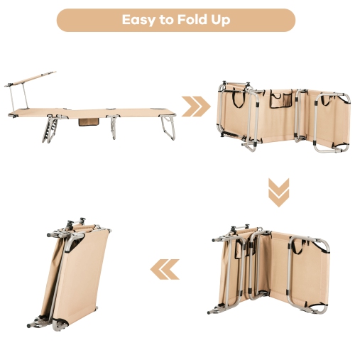 Gymax Foldable Lounge Chair Adjustable Outdoor Beach Patio Pool Recliner W/ Sun Shade