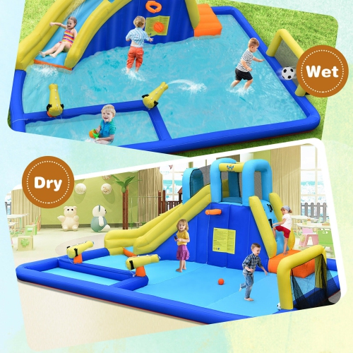 Gymax Inflatable Water Slide Bounce House Climbing Wall without Blower