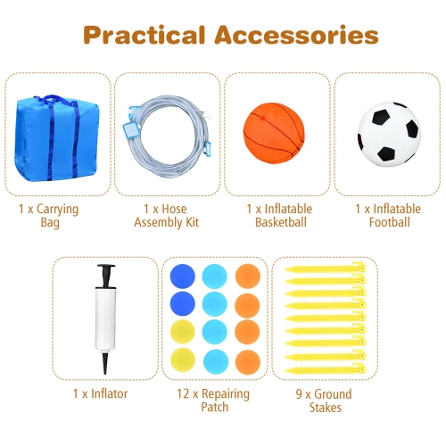 Gymax Inflatable Water Slide Bounce House Climbing Wall without Blower